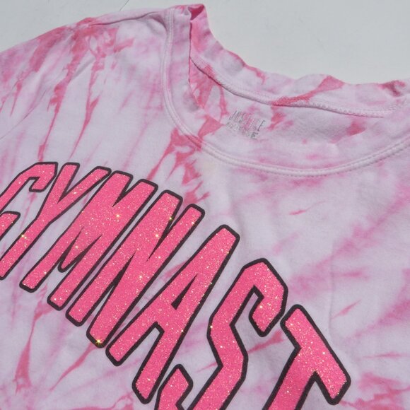 Justice Active Gymnast t-shirt girls top Pink glitter size 12 Cotton 100% - Picture 6 of 9